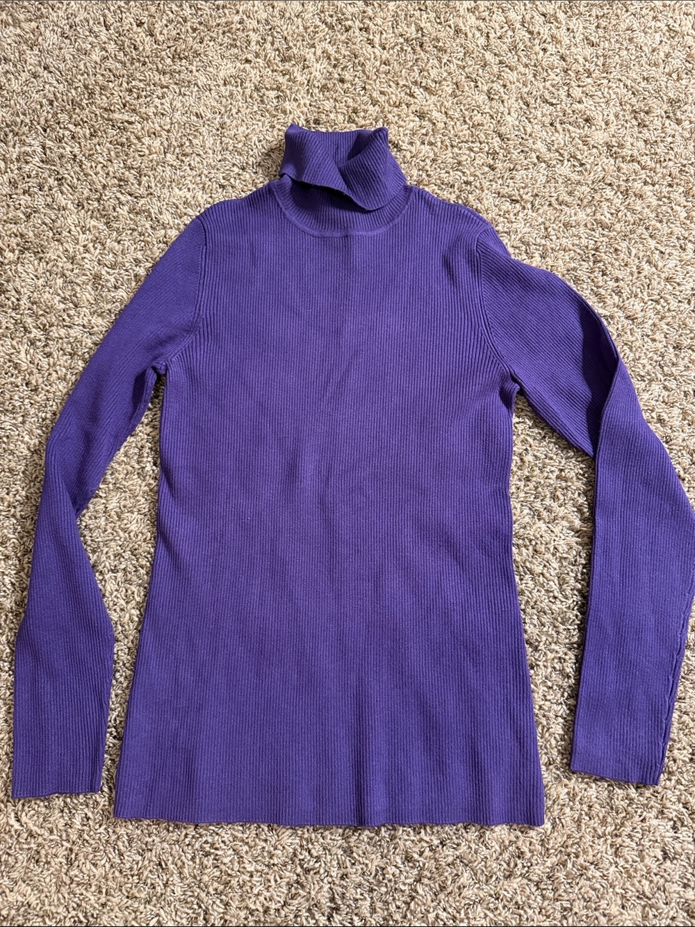 Coldwater Creek Purple Ribbed Turtleneck Sweater